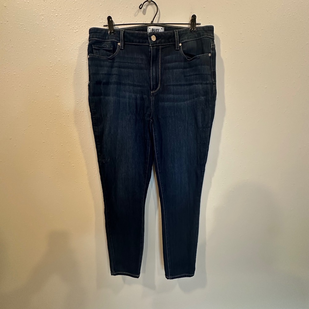 PAIGE Hoxton Ankle Jeans Womens 32 Dark Blue High Rise Skinny‎ Stretch Denim - Picture 11 of 16